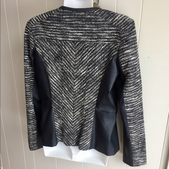 FINAL SALE- Fitted Jacket with faux leather trim - Picture 2 of 7